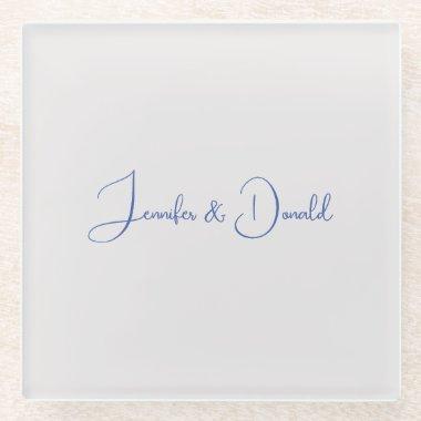 Calligraphy trendy classical script plain personal glass coaster
