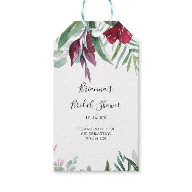 Calligraphy Tropical Colored Floral Bridal Shower Gift Tags