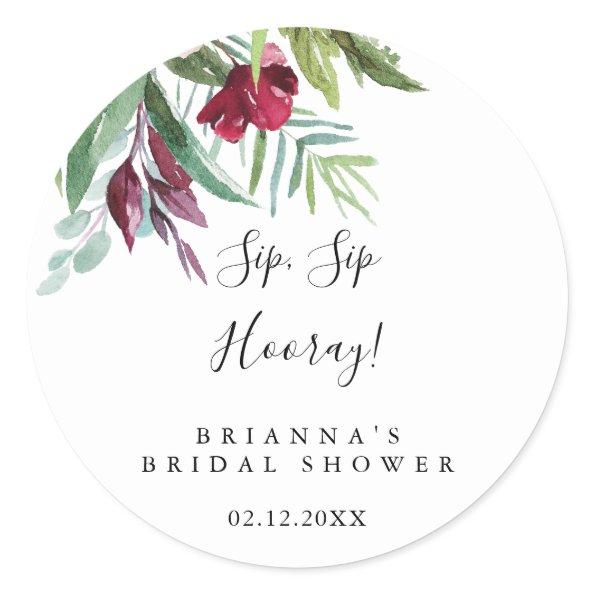 Calligraphy Tropical Sip Sip Hooray  Classic Round Sticker