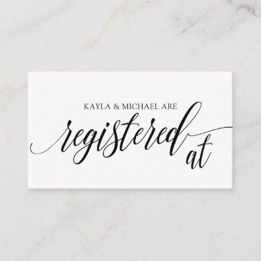 Calligraphy Wedding Registry Invitations Inserts - Black