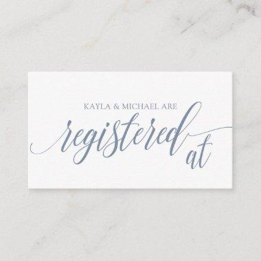 Calligraphy Wedding Registry Invitations - Dusty Blue