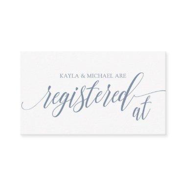 Calligraphy Wedding Registry Invitations - Dusty Blue