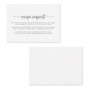Calligraphy Wedding Silver Recipe Request  Enclosure
