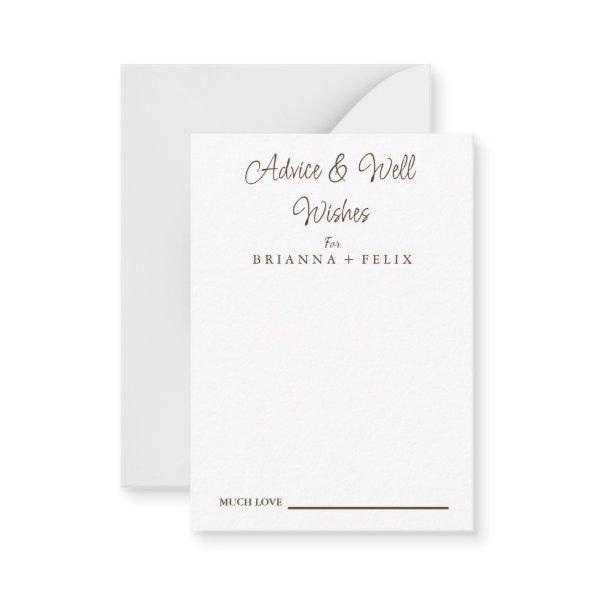Calligraphy Wedding Well Wishes & Advice Card