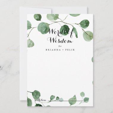 Calligraphy Wedding Words of Wisdom Eucalyptus Advice Card