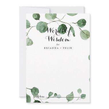 Calligraphy Wedding Words of Wisdom Eucalyptus Advice Card