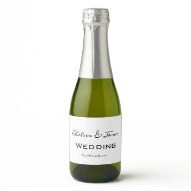 Calligraphy White Mini Sparkling Wine Bottle Custo Sparkling Wine Label