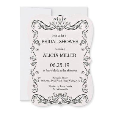 Cameo Pink French Vines Frame Bridal Couple Shower