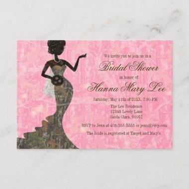 Camo Elegant Pink Bridal Shower Invitations
