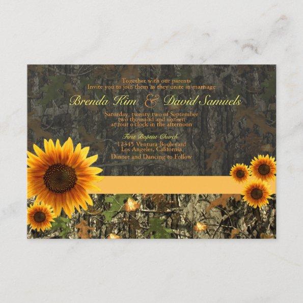 Camo Sunflowers Wedding Invitations