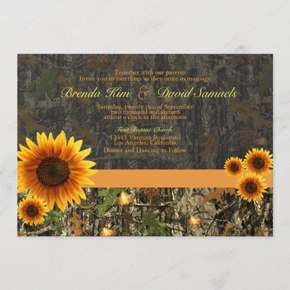 Camo Sunflowers Wedding Invitations
