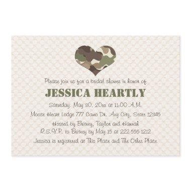 Camouflage Camo Heart Bridal Shower Invitations