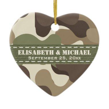 Camouflage Heart Personalized Wedding Ornament