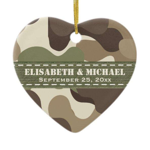 Camouflage Heart Personalized Wedding Ornament