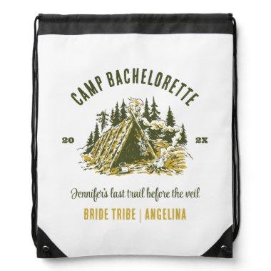 Camp Bachelorette Party Girls Camping Trip Custom Drawstring Bag