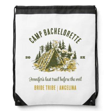 Camp Bachelorette Party Girls Camping Trip Custom Drawstring Bag