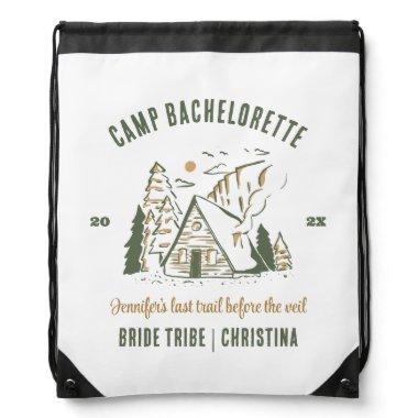 Camp Bachelorette Party Girls Camping Trip Custom Drawstring Bag