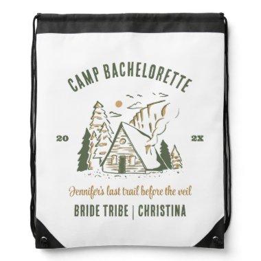 Camp Bachelorette Party Girls Camping Trip Custom Drawstring Bag