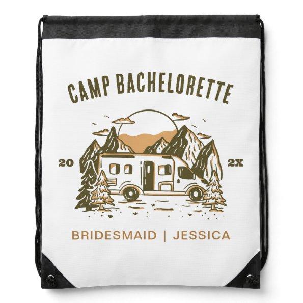 Camp Bachelorette Party Girls Trip Glamping Custom Drawstring Bag