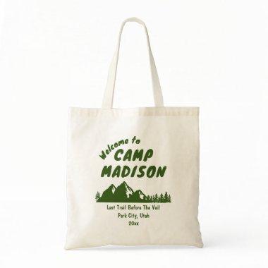 Camp Bachelorette Party Mountain Bach Camping Hike Tote Bag