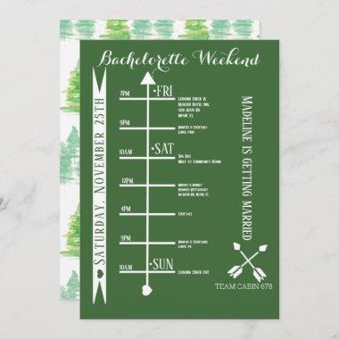 Camping Bachelorette Weekend Getaway Itinerary Invitations