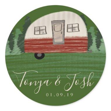 Camping Vintage Camper  Getaway Classic Round Sticker