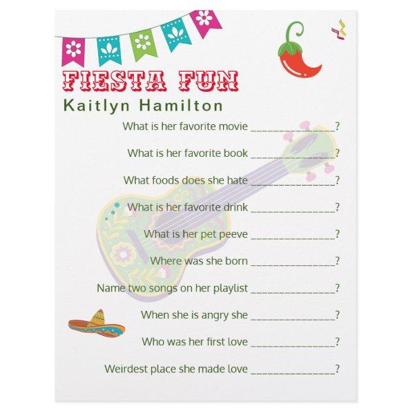 Cancun Fiesta Mexican Baby Shower Question Game