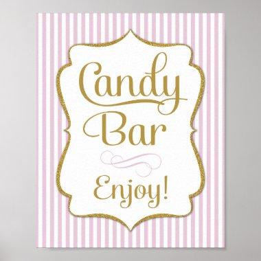 Candy Bar Sign Pink Gold Buffet
