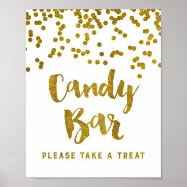 Candy Bar Wedding or Shower Sign Gold Confetti
