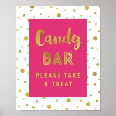 Candy Bar Wedding Sign Hot Pink Gold Stripes