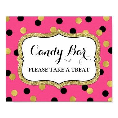 Candy Bar Wedding Sign Pink Black Gold Confetti