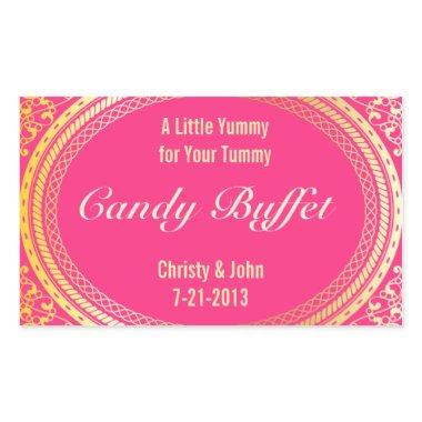 Candy Buffet Stickers in Gold and Pink