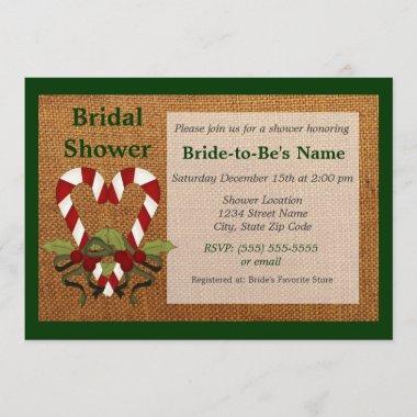 Candy Cane Heart Bridal Shower Invitations - Green