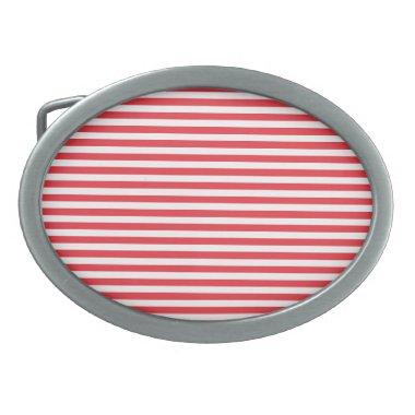 Candy Cane Red and White Simple Horizontal Striped Belt Buckle