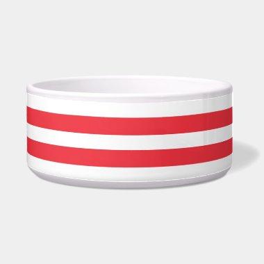 Candy Cane Red and White Simple Horizontal Striped Bowl