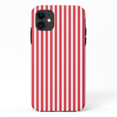 Candy Cane Red and White Simple Horizontal Striped iPhone 11 Case