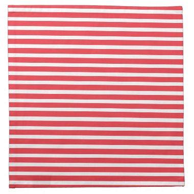Candy Cane Red and White Simple Horizontal Striped Cloth Napkin