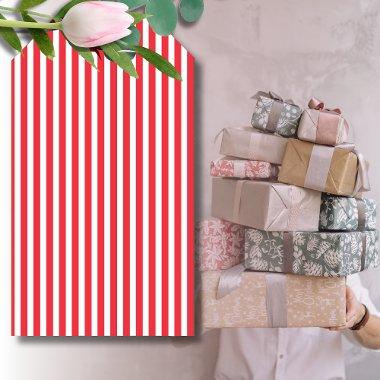 Candy Cane Red and White Simple Horizontal Striped Gift Tags