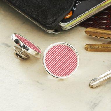 Candy Cane Red and White Simple Horizontal Striped Lapel Pin