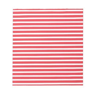 Candy Cane Red and White Simple Horizontal Striped Notepad