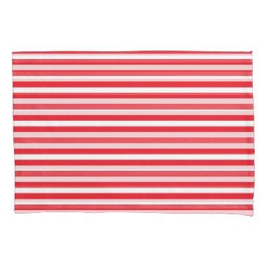 Candy Cane Red and White Simple Horizontal Striped Pillow Case
