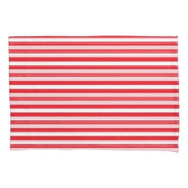 Candy Cane Red and White Simple Horizontal Striped Pillow Case