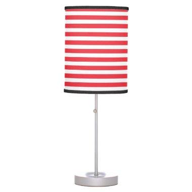 Candy Cane Red and White Simple Horizontal Striped Table Lamp