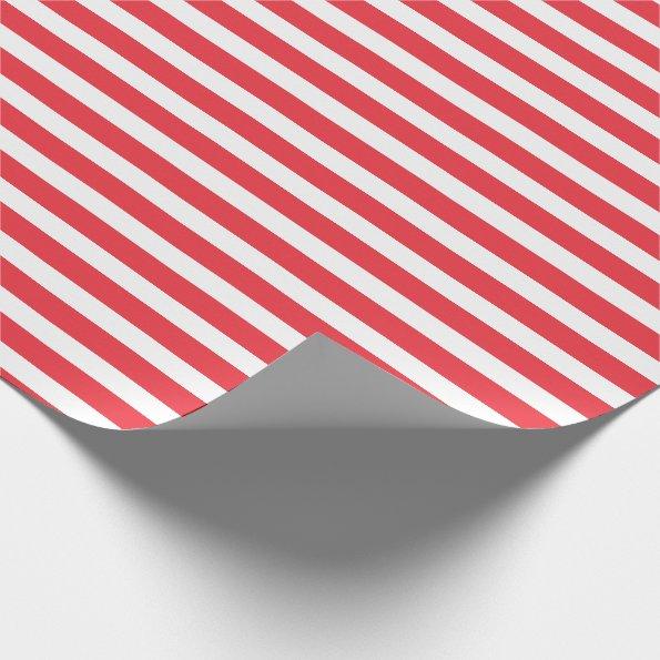Candy Cane Red and White Simple Horizontal Striped Wrapping Paper