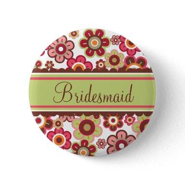 Candy Daisies Flowers Bridesmaid Wedding Button