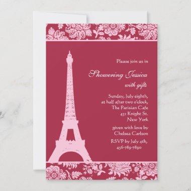 Candy Red in Paris Bridal Shower Invitations