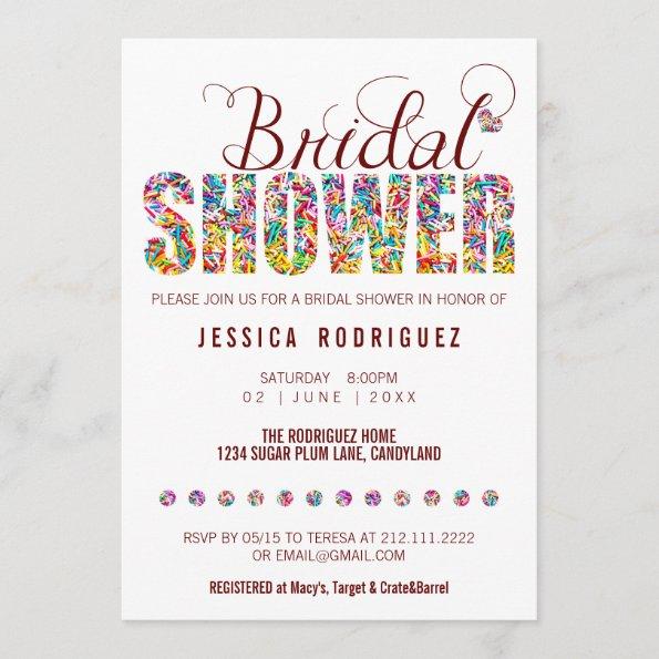Candy Theme CUSTOM COLOR BRIDAL Shower Party Invitations