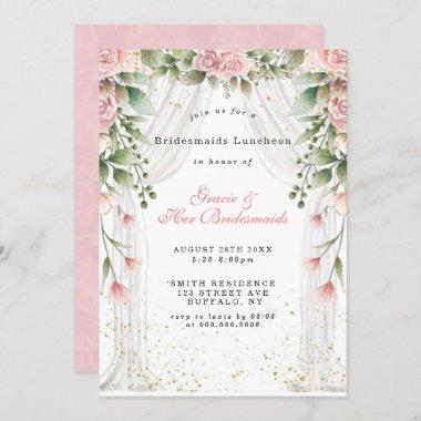 Canopy Pink Florals Bridesmaids Luncheon Invites