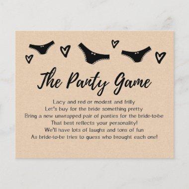 Invitations Drop your panties game, Bridal Shower