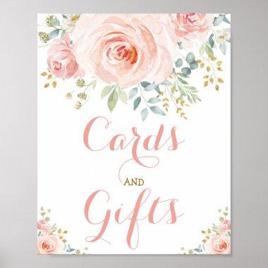 Invitations and Gifts Blush Pink Floral Greenery Gold Poster